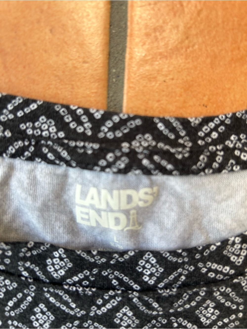 Lands' End Black and White Geometric Knit Top